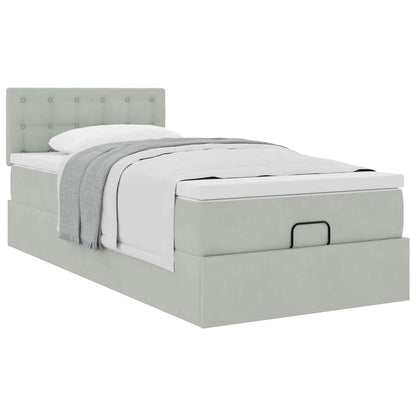 Struttura Letto Pouf con Materasso 90x190 cm in Velluto | homemem39