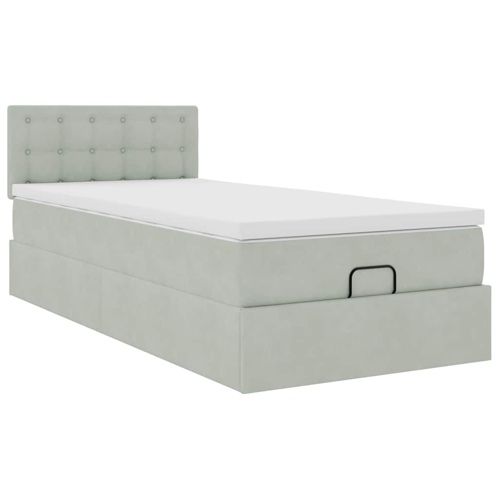 Struttura Letto Pouf con Materasso 90x190 cm in Velluto | homemem39