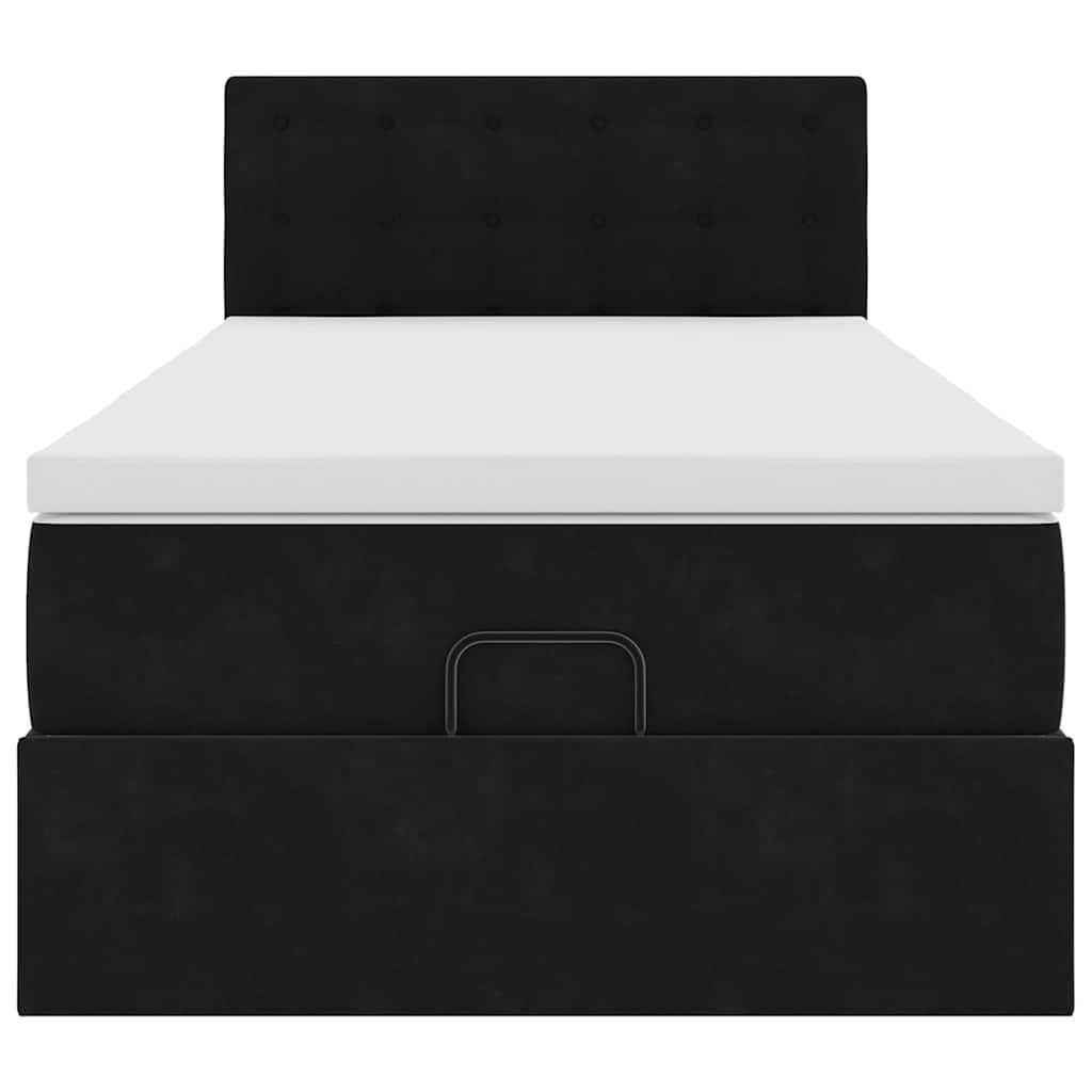 Struttura Letto Pouf con Materasso Nero 90x190 cm in Velluto | homemem39