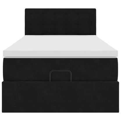Struttura Letto Pouf con Materasso Nero 90x190 cm in Velluto | homemem39