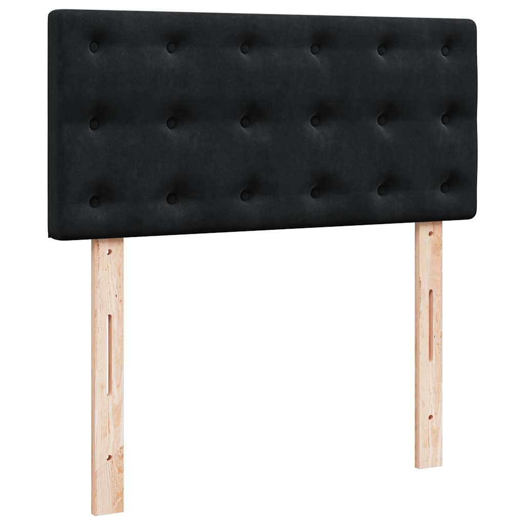 Struttura Letto Pouf con Materasso Nero 90x190 cm in Velluto | homemem39