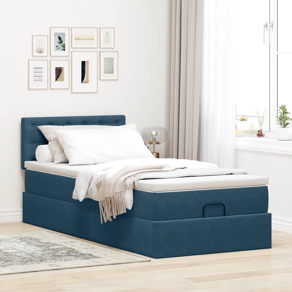 Struttura Letto Pouf con Materasso 90x190 cm in Velluto | homemem39