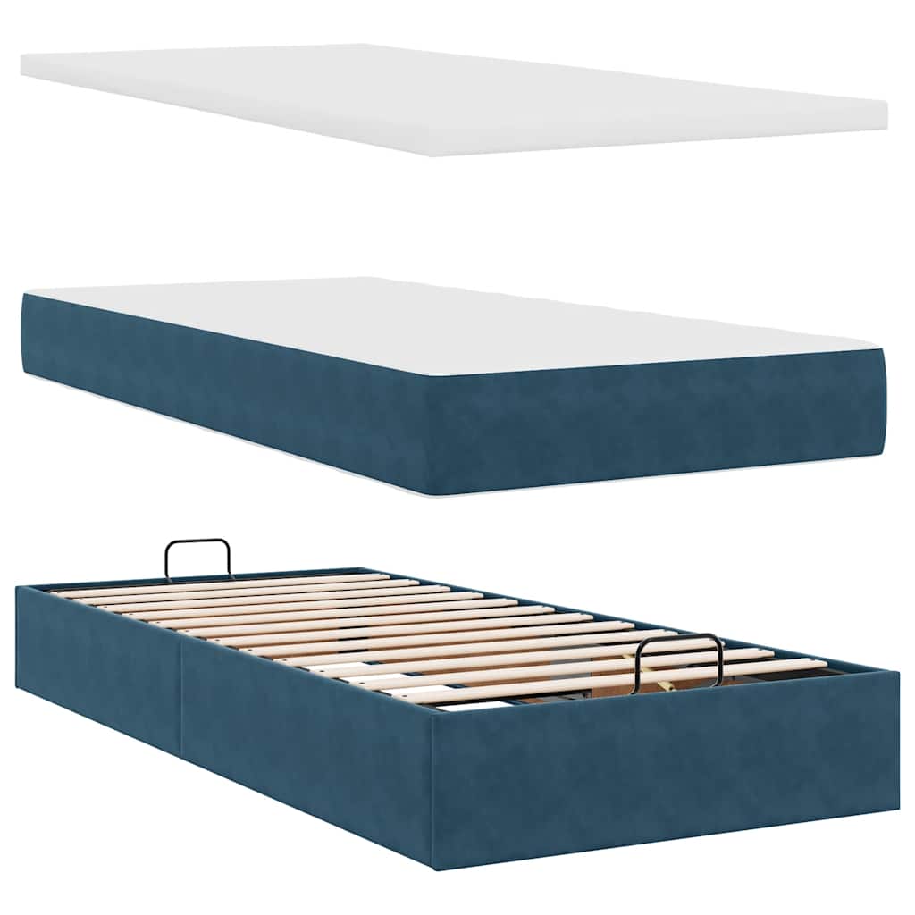 Struttura Letto Pouf con Materasso 90x190 cm in Velluto | homemem39
