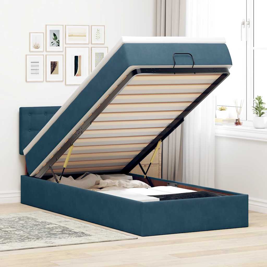 Struttura Letto Pouf con Materasso 90x190 cm in Velluto | homemem39