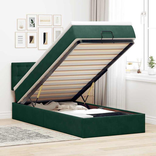 Struttura Letto Pouf con Materasso 90x200 cm in Velluto