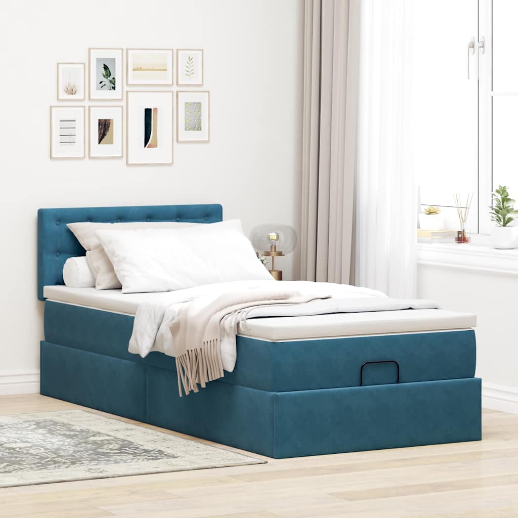 Struttura Letto Pouf con Materasso 90x200 cm in Velluto - homemem39