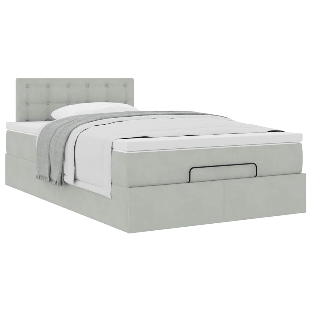 Pouf Letto con Materasso Grigio Chiaro 120x190 cm in Velluto | homemem39