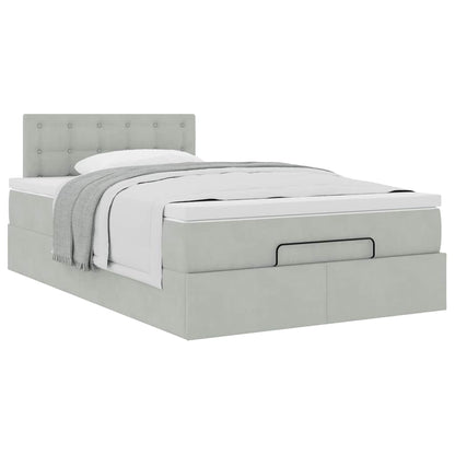 Pouf Letto con Materasso Grigio Chiaro 120x190 cm in Velluto | homemem39