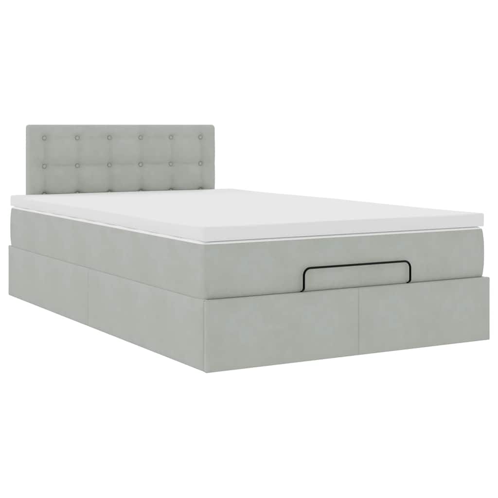 Pouf Letto con Materasso Grigio Chiaro 120x190 cm in Velluto | homemem39