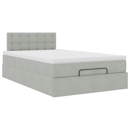 Pouf Letto con Materasso Grigio Chiaro 120x190 cm in Velluto | homemem39