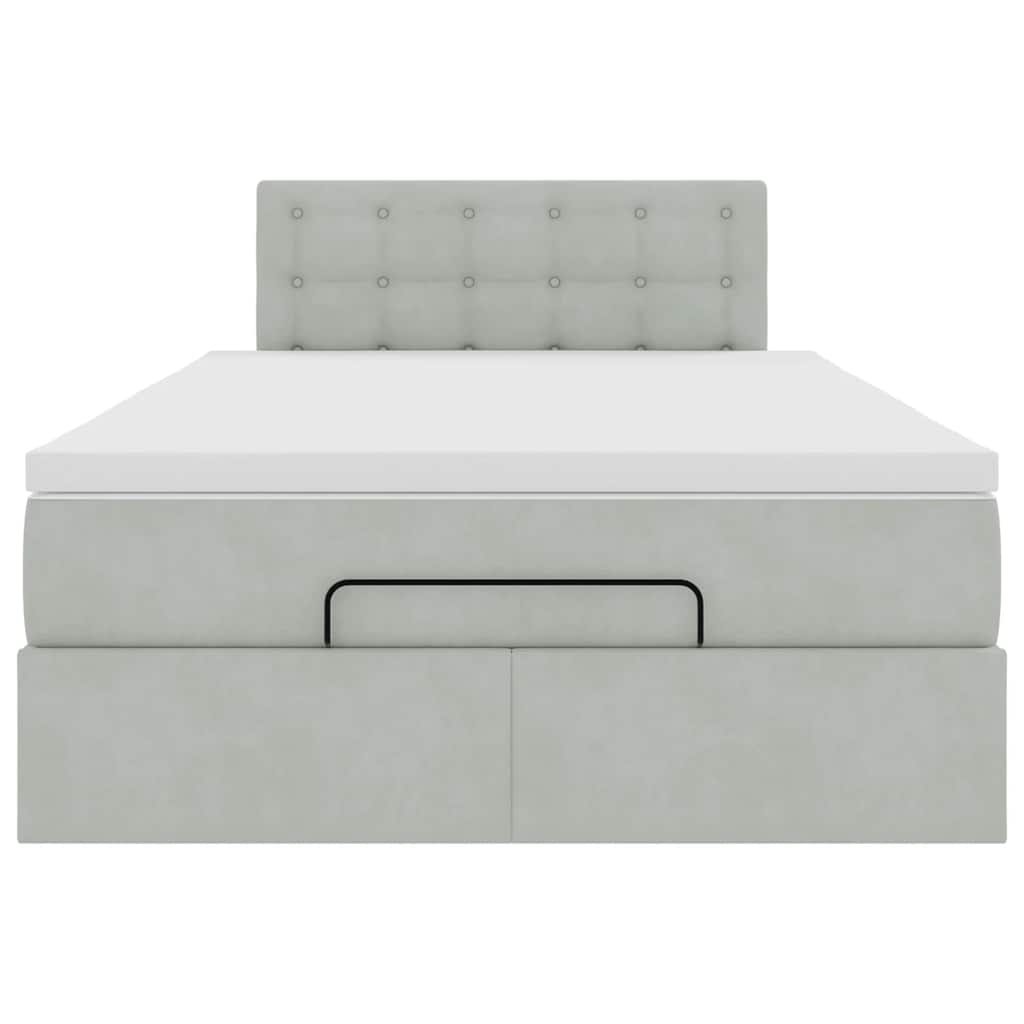 Pouf Letto con Materasso Grigio Chiaro 120x190 cm in Velluto | homemem39