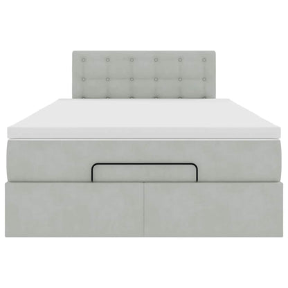 Pouf Letto con Materasso Grigio Chiaro 120x190 cm in Velluto | homemem39