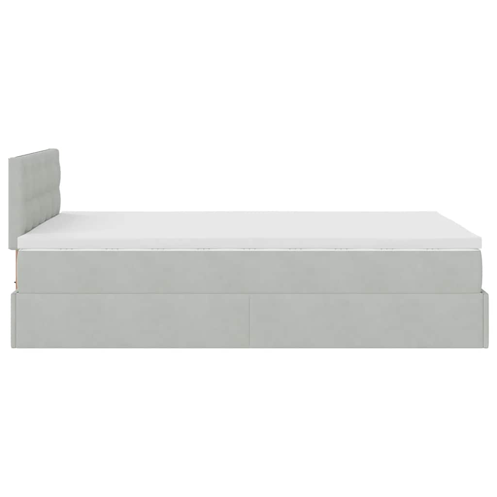 Pouf Letto con Materasso Grigio Chiaro 120x190 cm in Velluto | homemem39