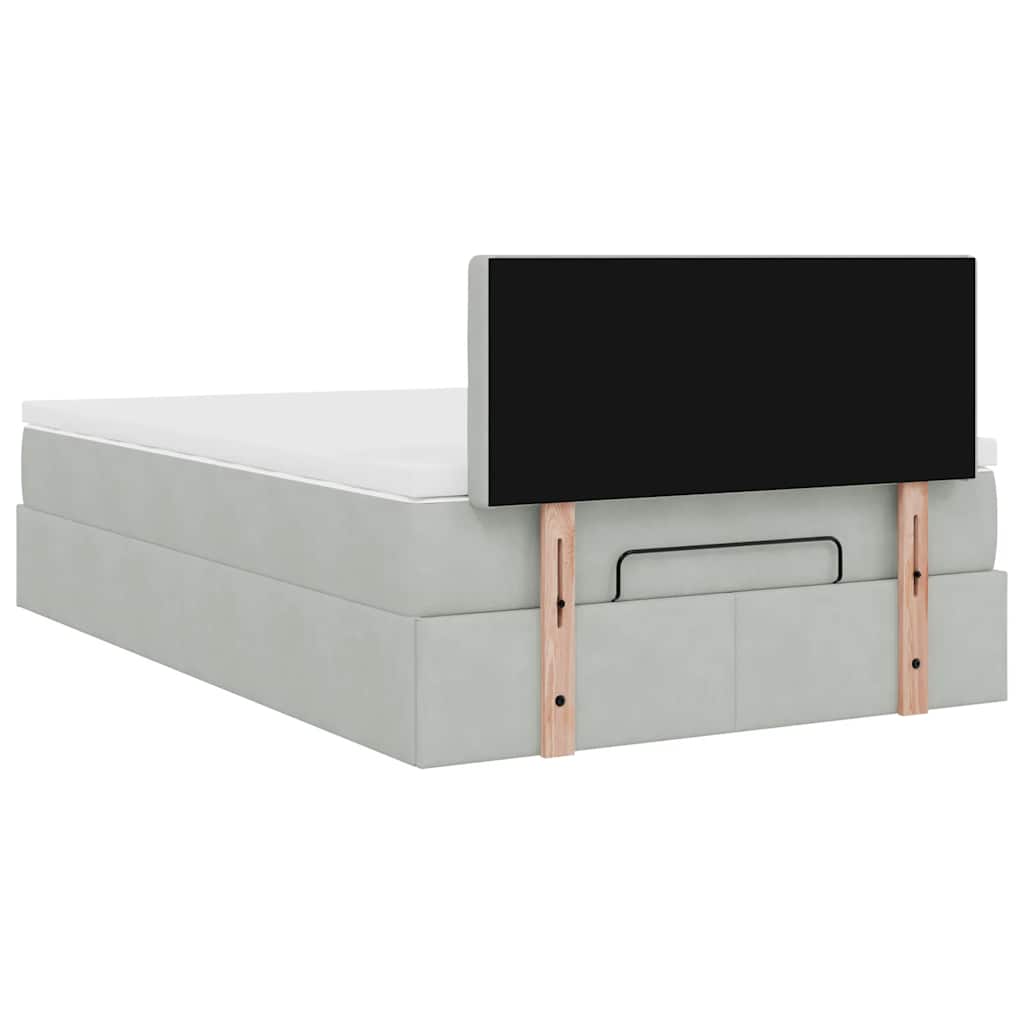 Pouf Letto con Materasso Grigio Chiaro 120x190 cm in Velluto | homemem39