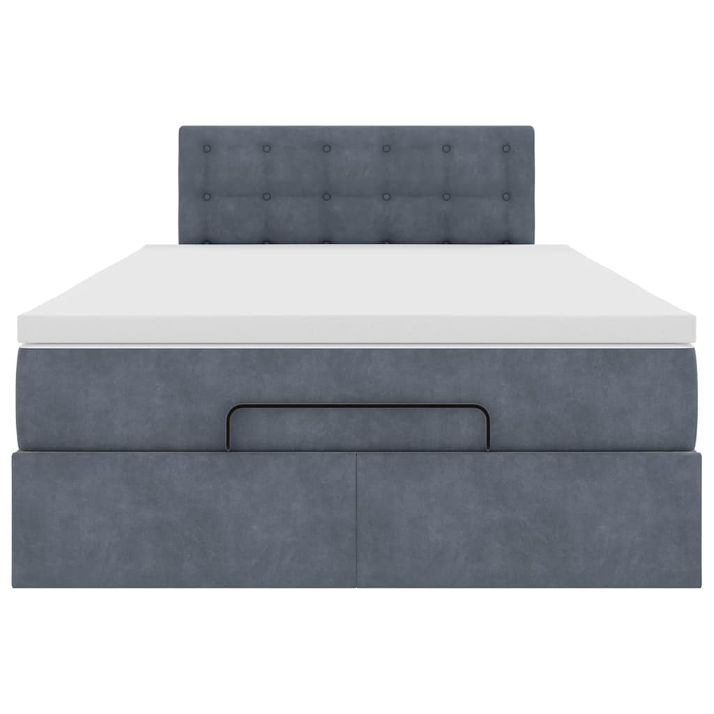 Pouf Letto con Materasso Grigio Scuro 120x190 cm Velluto
