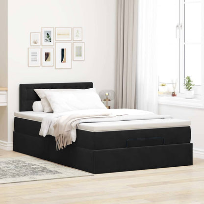 Pouf Letto con Materasso Nero 120x190 cm Velluto | homemem39