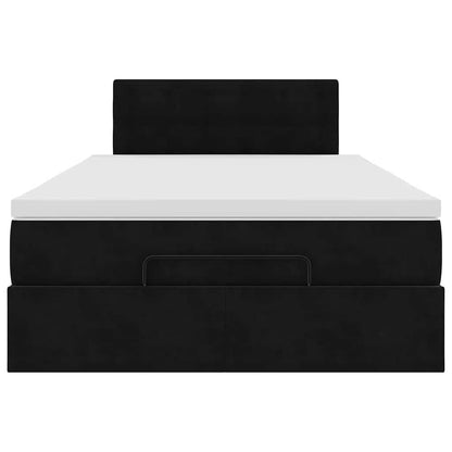 Pouf Letto con Materasso Nero 120x190 cm Velluto | homemem39
