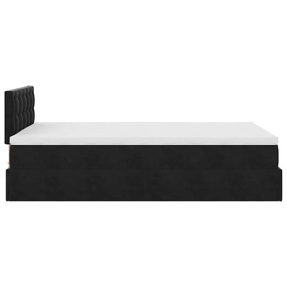 Pouf Letto con Materasso Nero 120x190 cm Velluto | homemem39