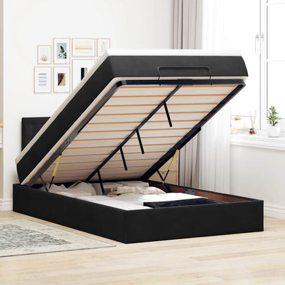 Pouf Letto con Materasso Nero 120x190 cm Velluto | homemem39