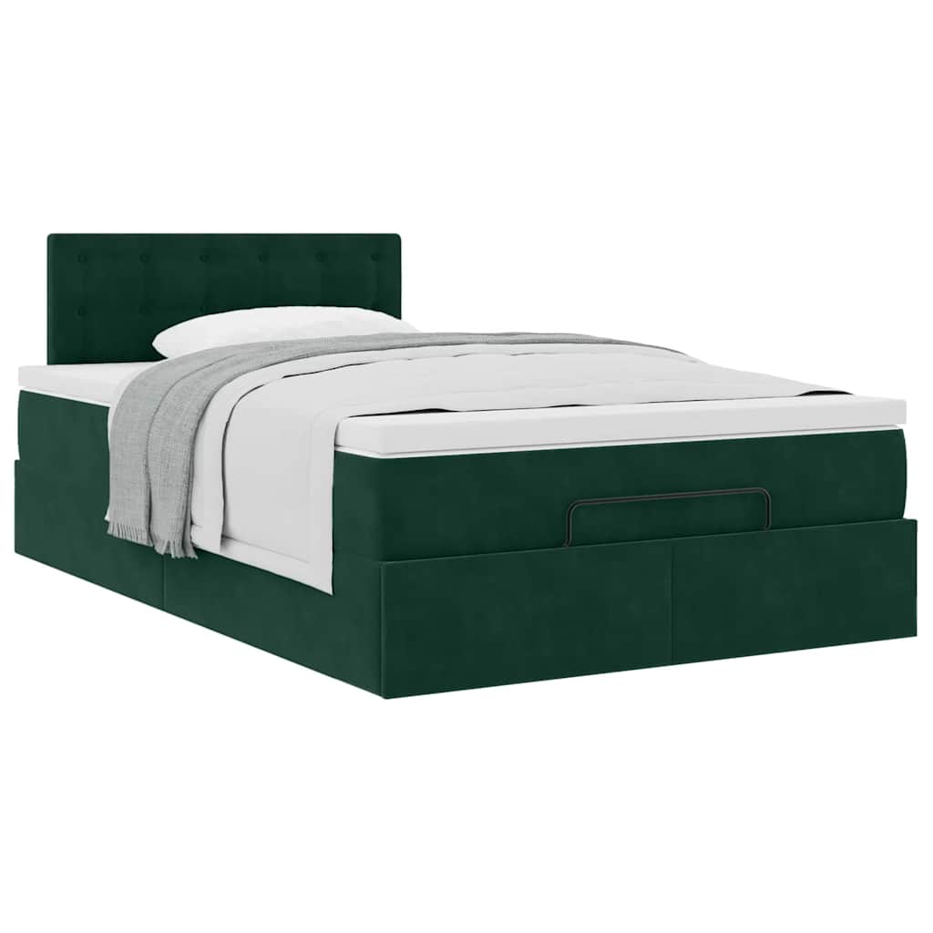 Pouf Letto con Materasso Verde Scuro 120x190 cm Velluto | homemem39