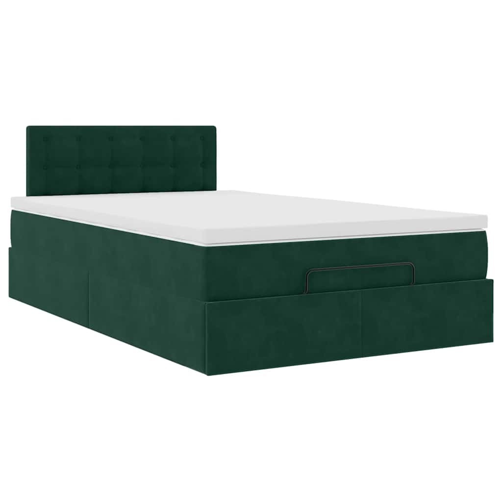 Pouf Letto con Materasso Verde Scuro 120x190 cm Velluto | homemem39