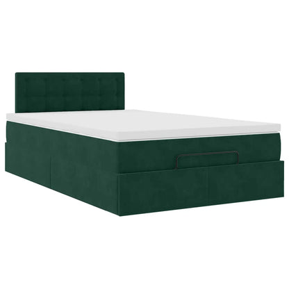 Pouf Letto con Materasso Verde Scuro 120x190 cm Velluto | homemem39