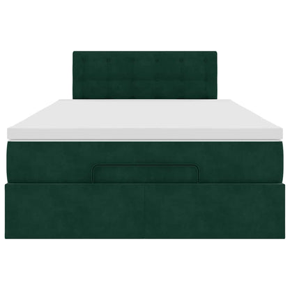 Pouf Letto con Materasso Verde Scuro 120x190 cm Velluto | homemem39
