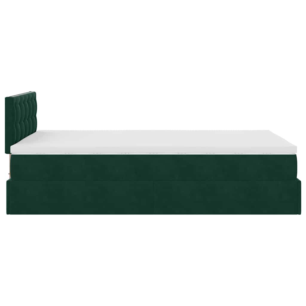 Pouf Letto con Materasso Verde Scuro 120x190 cm Velluto | homemem39