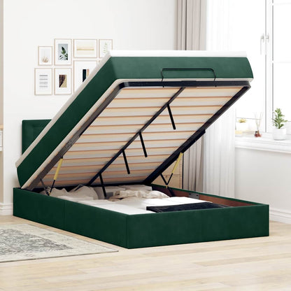 Pouf Letto con Materasso Verde Scuro 120x190 cm Velluto | homemem39