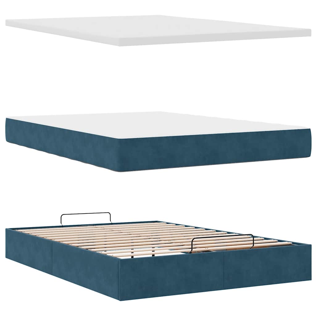 Pouf Letto con Materasso Blu Scuro 120x190 cm Velluto | homemem39