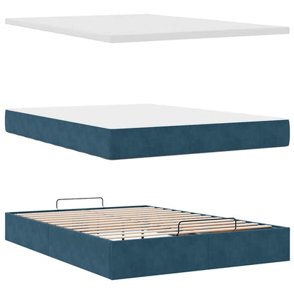 Pouf Letto con Materasso Blu Scuro 120x190 cm Velluto | homemem39