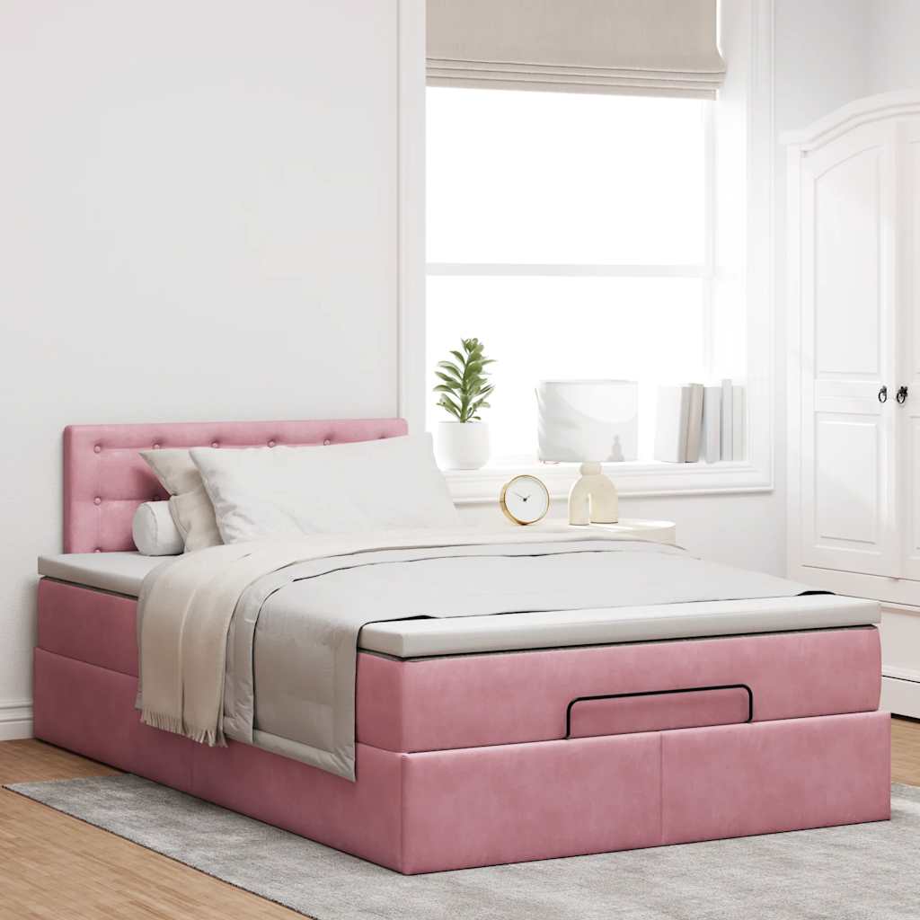Pouf Letto con Materasso Rosa 120x190 cm Velluto | homemem39