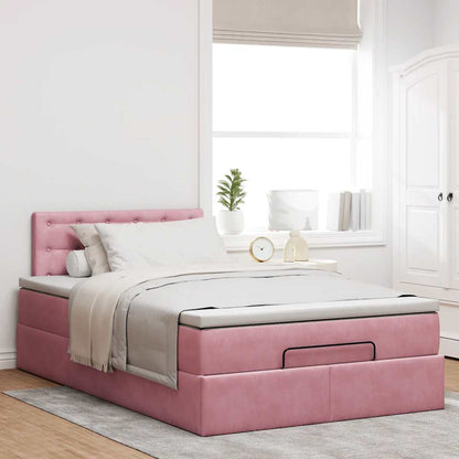 Pouf Letto con Materasso Rosa 120x190 cm Velluto | homemem39
