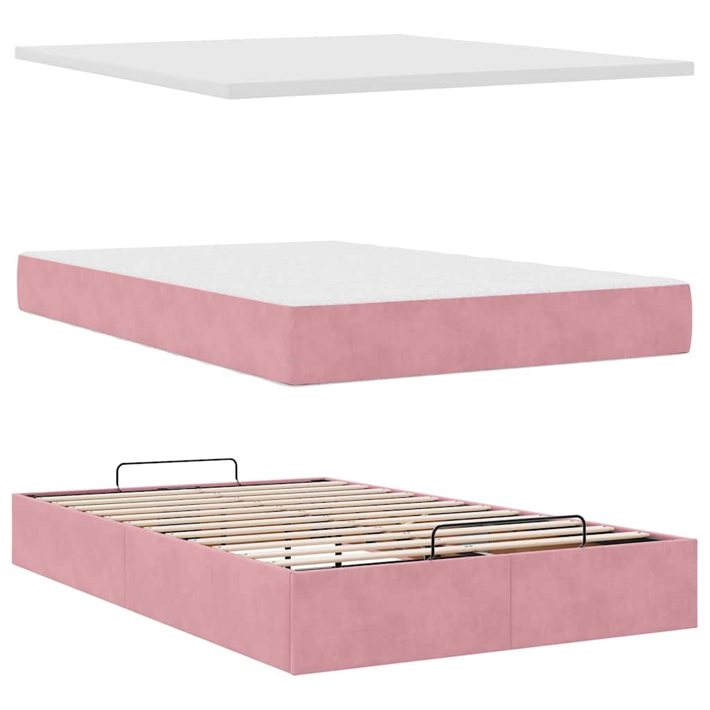 Pouf Letto con Materasso Rosa 120x190 cm Velluto | homemem39