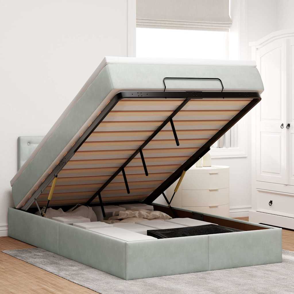 Struttura Letto Pouf con Materasso 120x200 cm Velluto - homemem39