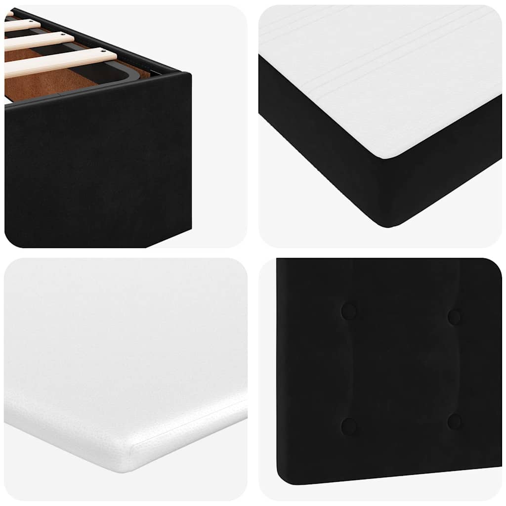 Struttura Letto Pouf con Materasso Nero 120x200 cm Velluto