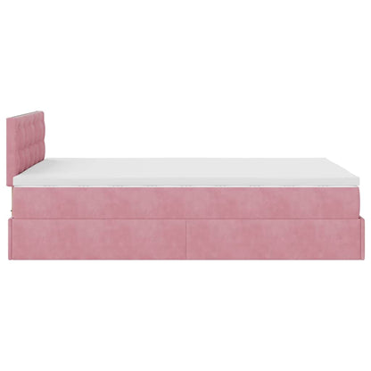 Struttura Letto Pouf con Materasso Rosa 120x200 cm Velluto | homemem39