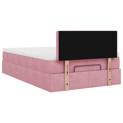 Struttura Letto Pouf con Materasso Rosa 120x200 cm Velluto | homemem39