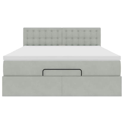 Struttura Letto Pouf con Materasso 140x190 cm Velluto
