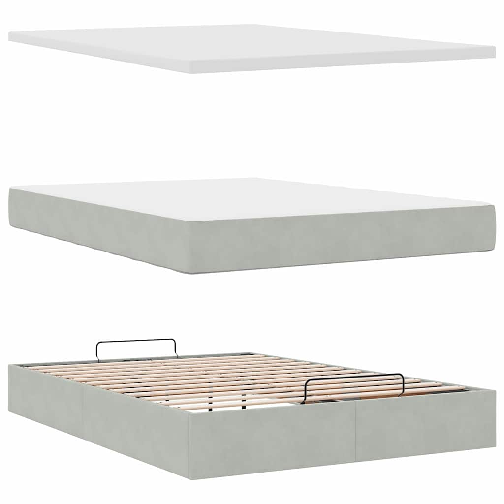 Struttura Letto Pouf con Materasso 140x190 cm Velluto | homemem39