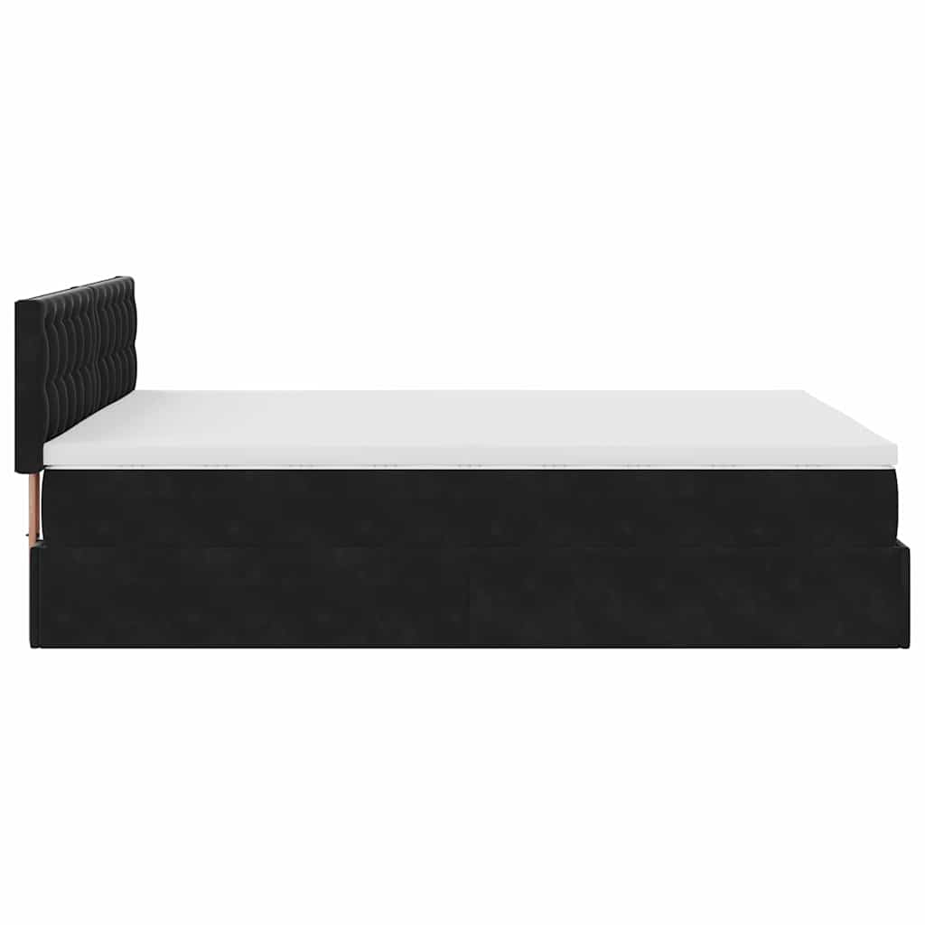 Struttura Letto Pouf con Materasso Nero 140x190 cm in Velluto | homemem39