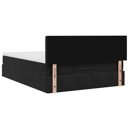 Struttura Letto Pouf con Materasso Nero 140x190 cm in Velluto | homemem39