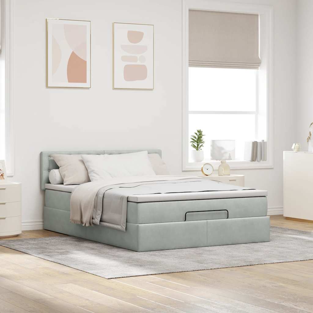 Struttura Letto Pouf con Materasso 140x200 cm in Velluto