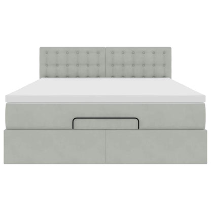 Struttura Letto Pouf con Materasso 140x200 cm in Velluto