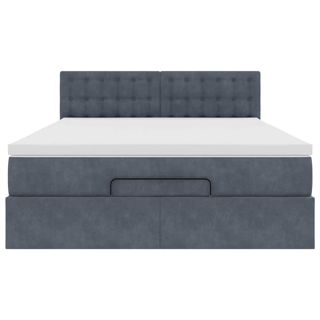 Struttura Letto Pouf con Materasso 140x200 cm in Velluto