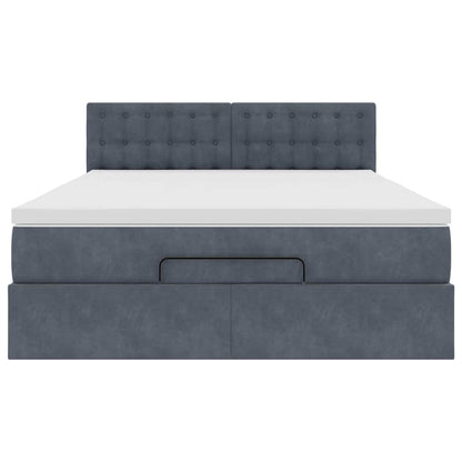 Struttura Letto Pouf con Materasso 140x200 cm in Velluto