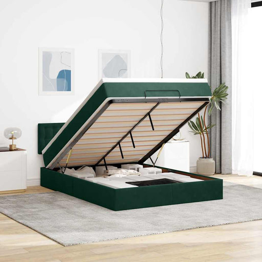 Struttura Letto Pouf con Materasso 140x200 cm in Velluto