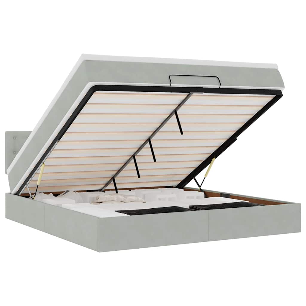 Struttura Letto Pouf con Materasso 160x200 cm in Velluto - homemem39