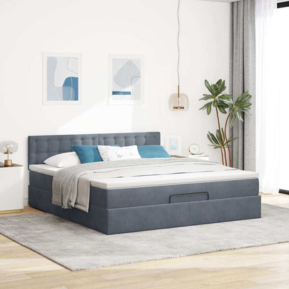 Struttura Letto Pouf con Materasso 160x200 cm in Velluto