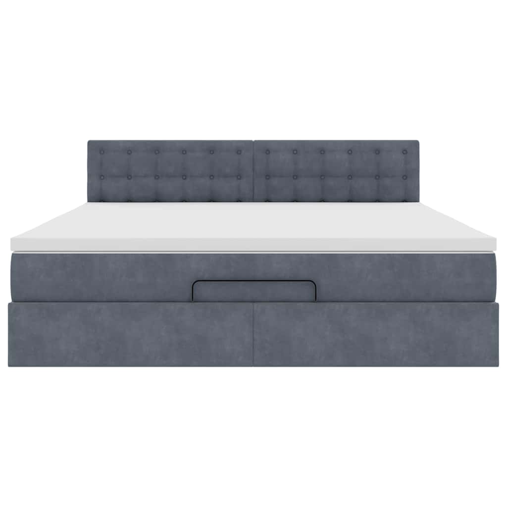 Struttura Letto Pouf con Materasso 160x200 cm in Velluto